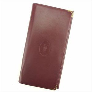 Cartier length wallet mast line Bordeaux leather Auth used T17051